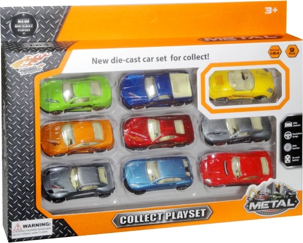 Set de 9 mașinuțe sport la scară 1:64