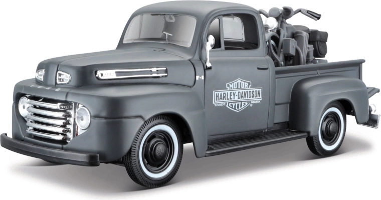 Maisto Harley-Davidson custom 1948 Ford F-1 pickup cu motocicletă WLA Flathead 1:24