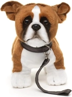 Boxer de pluș cu lesă, 24 cm