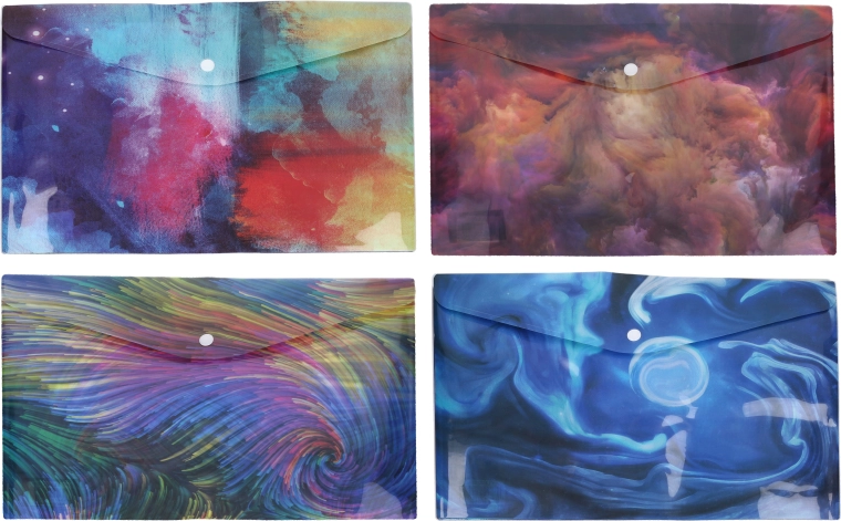 Mapă din plastic cu capsă 24 × 16,8 cm – mix colorat