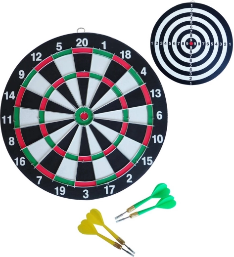 ACRA țintă de darts din hârtie, suspendabilă, 28,5 cm, cu ramă metalică + 4 săgeți