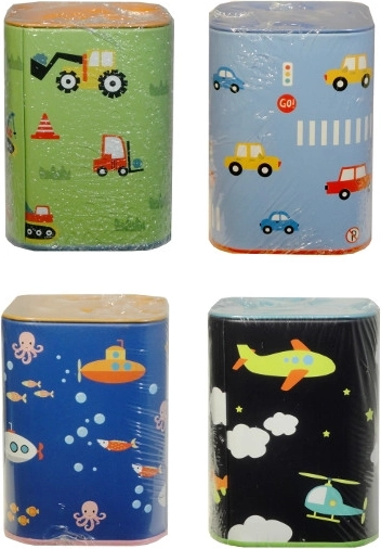 pușculiță colorată în formă de vehicul pentru copii