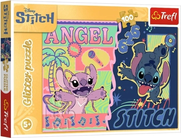 Puzzle 100 de piese Glitter „Strălucire hawaiiană” Stitch (Disney) - 1 bucată