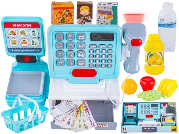 Casă de marcat educativă pentru copii cu cântar, calculator și cititor de coduri