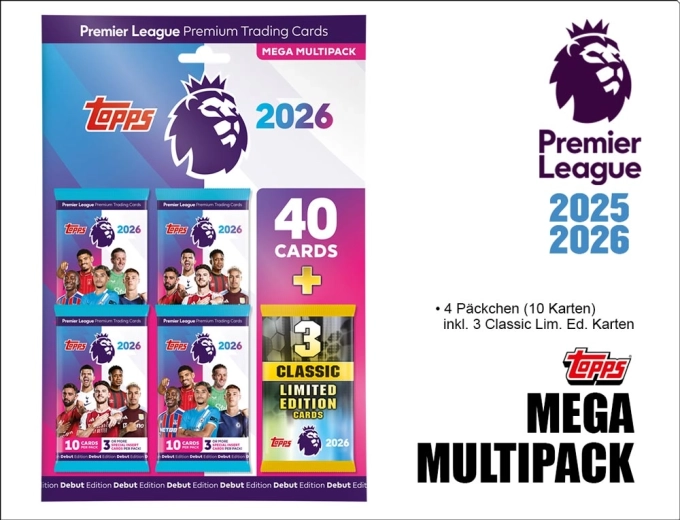 Topps Premier League cărți de colecție 2025/2026 mega multipack