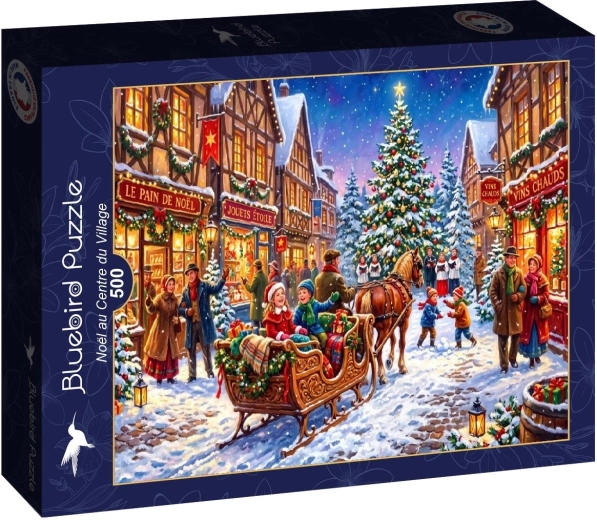 Puzzle Bluebird Crăciun în piața satului, 500 de piese