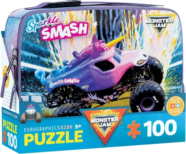 Puzzle în cutie pentru gustare MONSTER JAM Sparkle Smash 100 piese