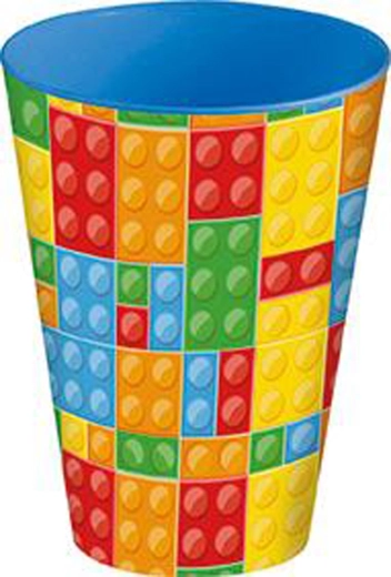 Pahar din plastic 430 ml cu motiv de cuburi