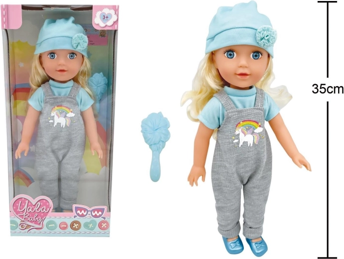 Păpușă în pantaloni cu bretele 35 cm - 1 bucată