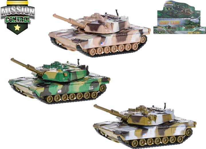 Tanc metalic Mission Control 11 cm cu mecanism de întoarcere – 3 culori