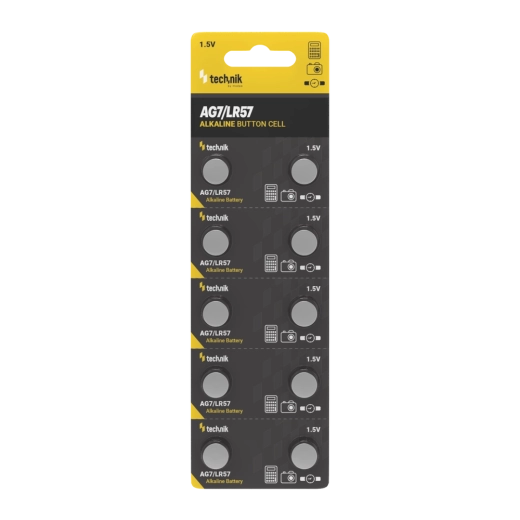 Baterie alcalină tip buton Technik Platinum AG7 / LR57 / 395 1,5 V – pachet 10 buc