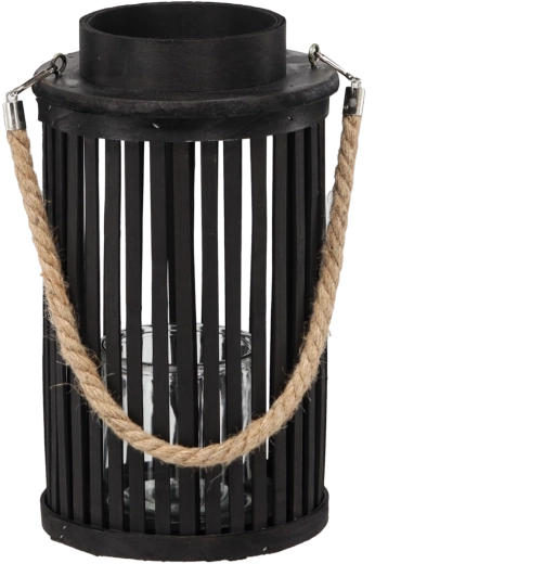 Lampion din lemn 30 × 20 cm, negru
