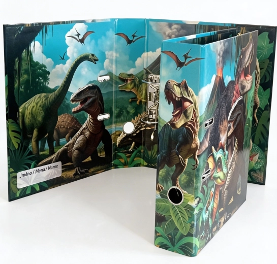 Biblioraft cu mecanism pârghie A4 7,5 cm – lumea dinozaurilor