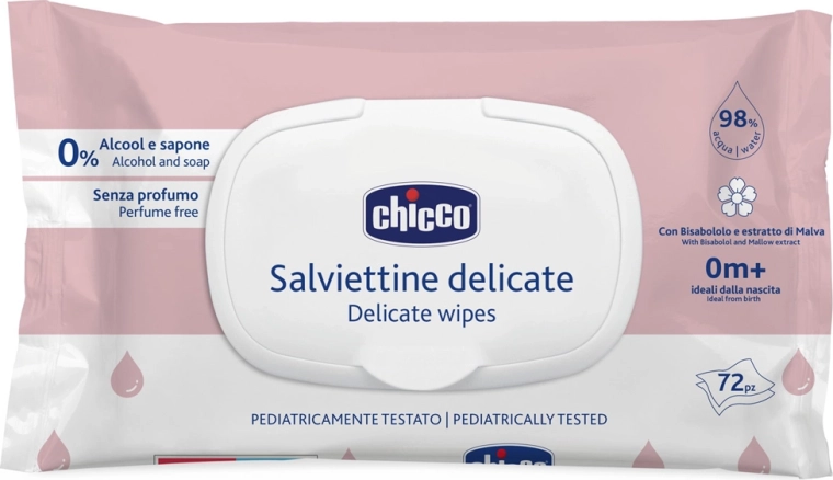 Șervețele umede pentru copii Chicco Delicate cu mușețel 72 buc