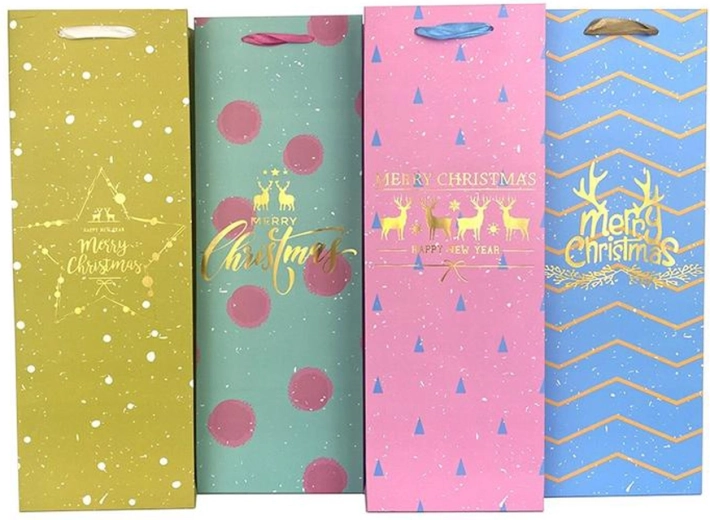 Pungă cadou de Crăciun pentru vin 36 × 12,5 × 8,5 cm (mix de motive)