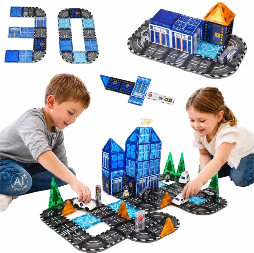 Cuburi magnetice de construcție 3D Poliție – 91 de piese