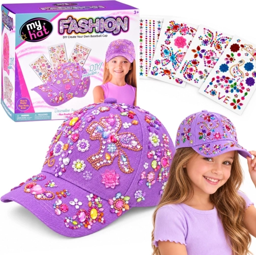 Set DIY pentru decorarea unei șepci cu cozoroc – lavandă + autocolante „diamant” - 1 bucată