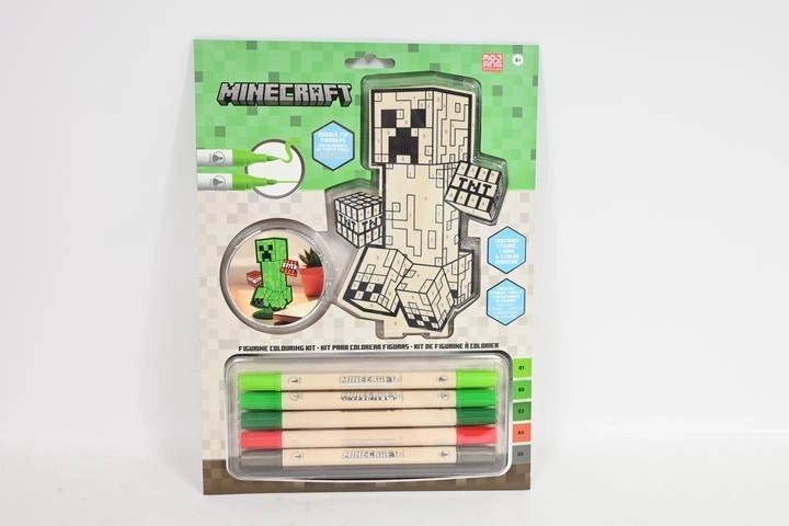 Minecraft figurină creativă 2D de colorat, cu 5 markere acrilice