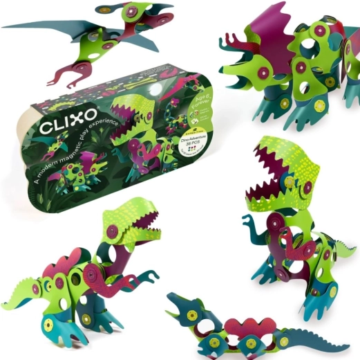 Clixo set de construcție magnetic DINO, 36 piese