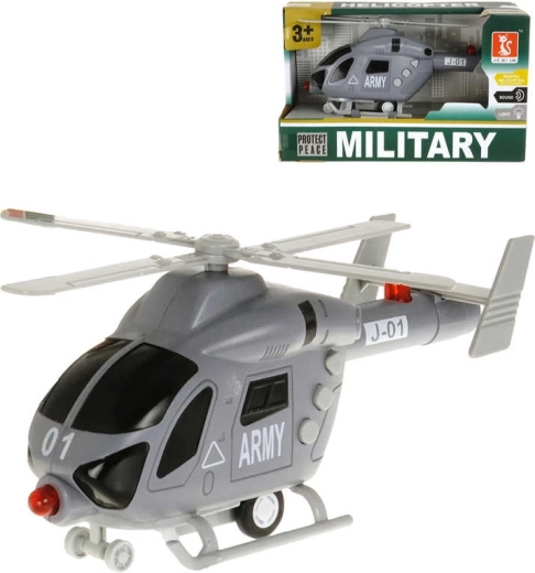 Elicopter militar din plastic pe baterii cu lumină și sunet - 1 bucată