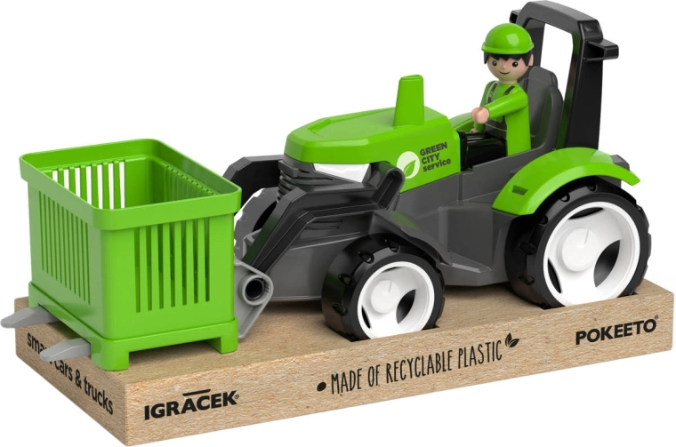 EFKO Igrăček MultiGO tractor verde cu furci, figurină și paletă