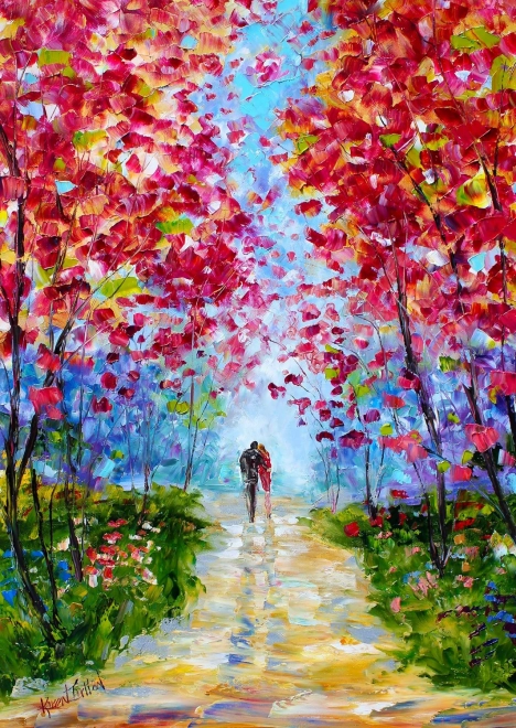 Puzzle Romantism de primăvară cu flori 1000 de piese