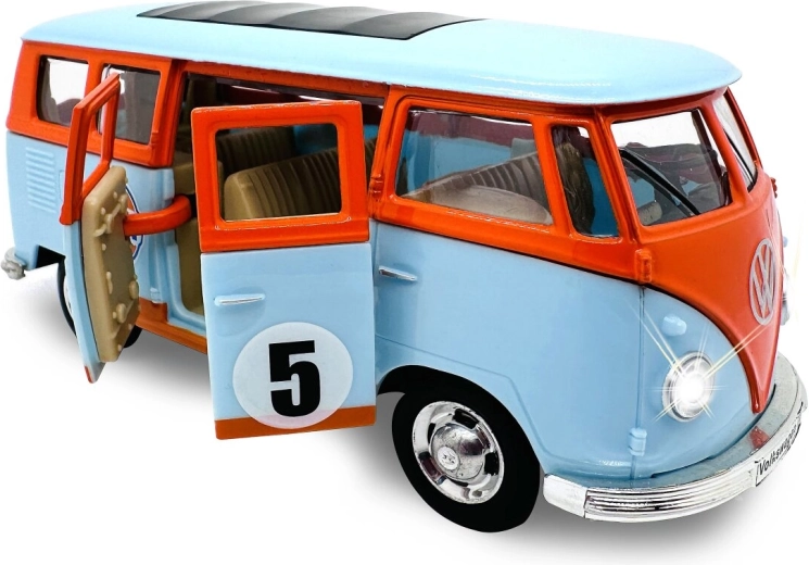 Model metalic Volkswagen T1 Bulli la scară 1:30, albastru deschis
