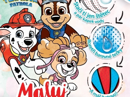 Carte de colorat cu apă A4 Paw Patrol - Patrula Cățelușilor