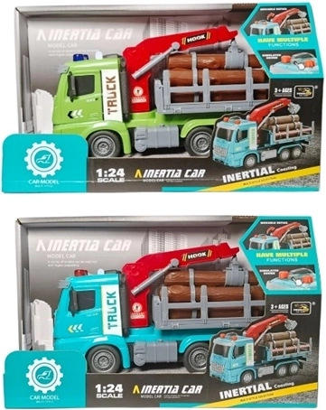 Camion pentru transport lemne cu macara și clește, cu lumini și sunete
