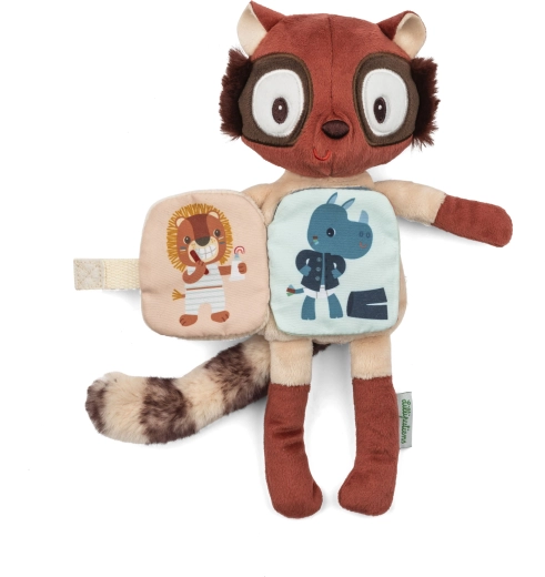Lilliputiens lemur de pluș Elvis cu carte textilă și elemente luminoase