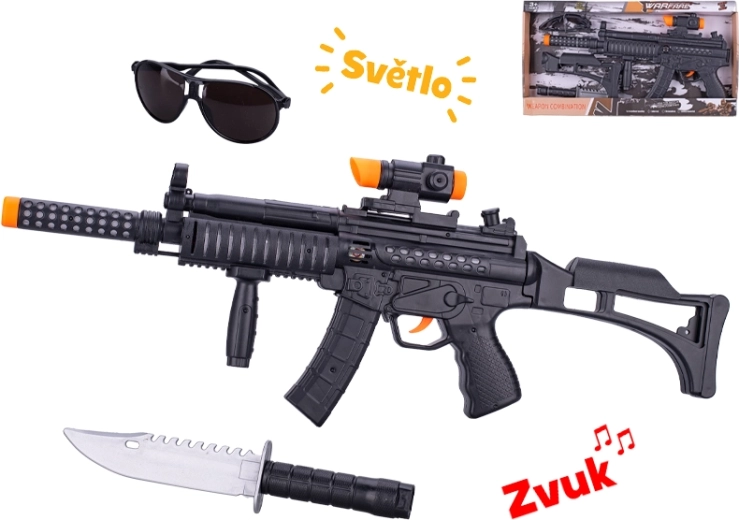 Pistolă-mitralieră pentru copii 44 cm cu efecte luminoase și sonore