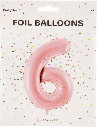 Balon din folie numărul 6 roz 86 cm