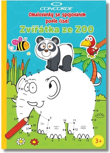 Cărți de colorat cu unirea punctelor după numere CONCORDE – animăluțe de la grădina zoologică