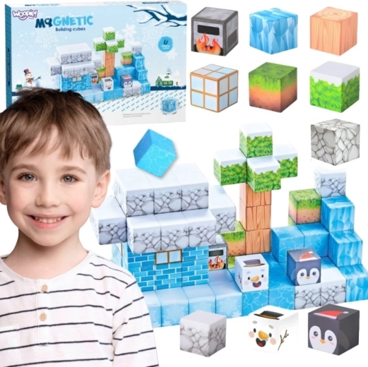 Woopie Set de construcție magnetic Lumea de iarnă a cuburilor