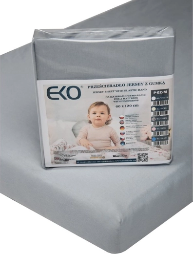 Cearșaf EKO cu elastic (jersey) gri 120×60 cm