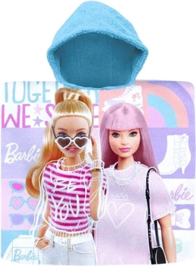 Poncho de baie pentru copii cu glugă BARBIE din bumbac