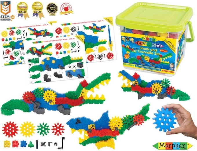 Set de construcție GEARPHUN rechin și crocodil – 200 piese