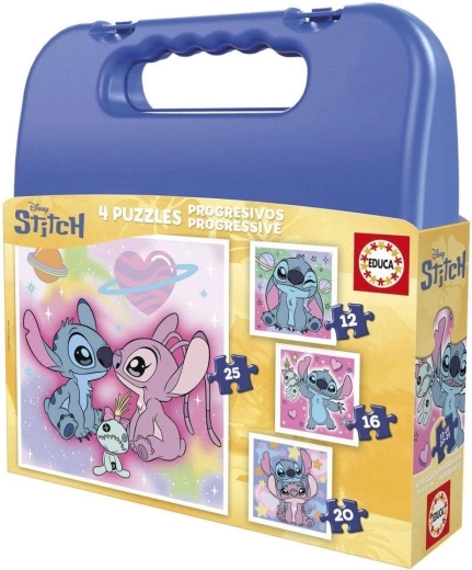 Puzzle în troler Stitch 4în1 (12–25 piese) EDUCA