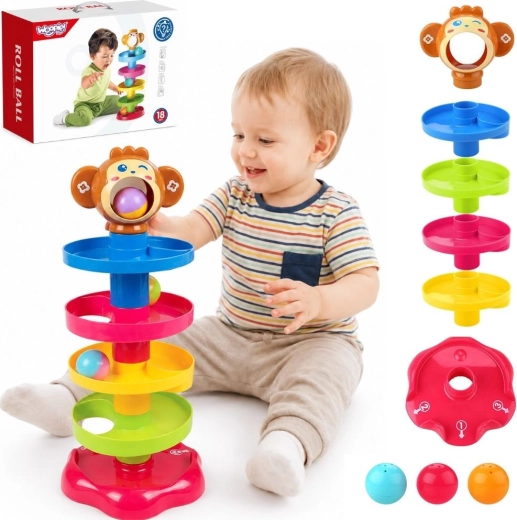 Woopie Baby pistă spiralată pentru bile, cu 3 bile