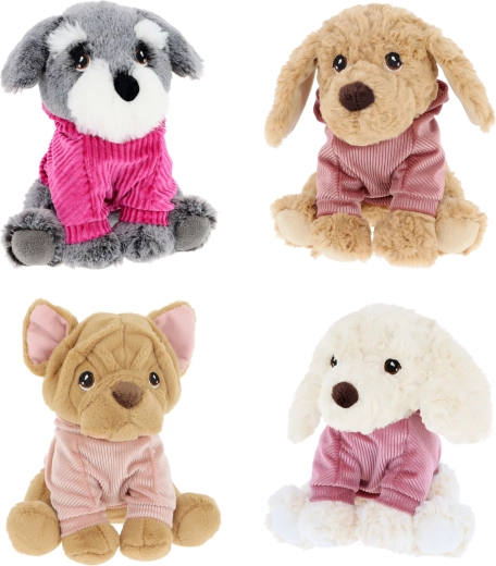 Pui de câine de pluș Keeleco cu hanorac 18 cm – 4 tipuri