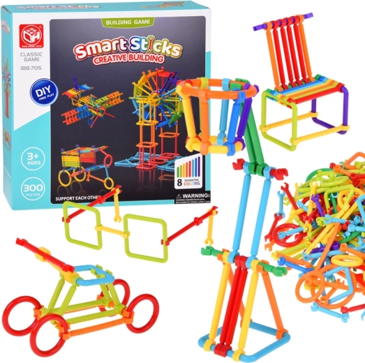 Set de construcție Smart Sticks – bețe și conectori, 300 de piese
