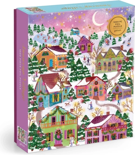 Puzzle cu accente holografice Galison Joy Laforme Sat înzăpezit, 1000 de piese