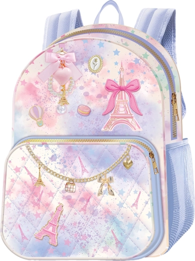 Rucsac pentru copii deluxe Paris – acuarelă cu fundă