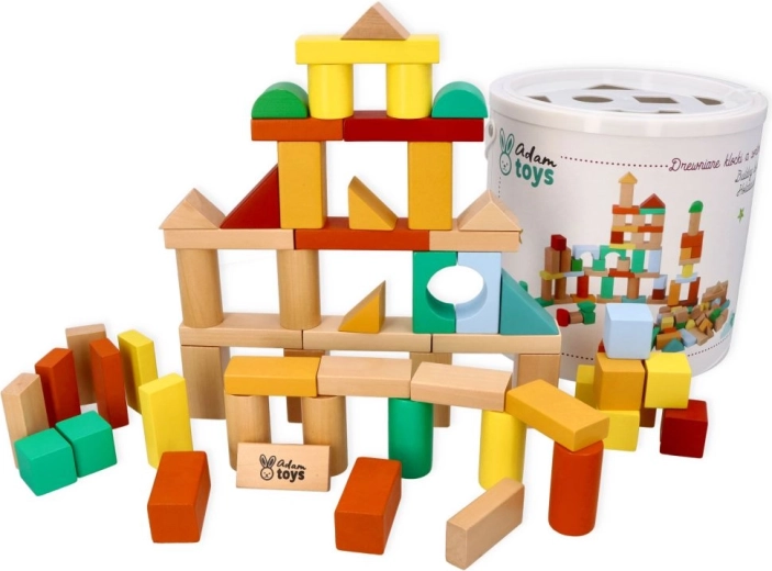 Adam Toys cuburi din lemn cu sortator 100 buc.