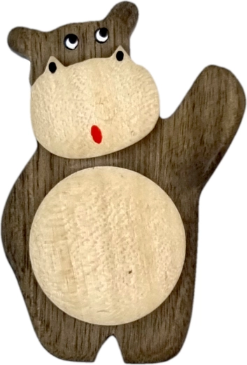 Magnet din lemn pentru frigider – hipopotam