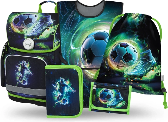 Baagl set școlar Ergo Jucător de fotbal – ghiozdan, penar, săculeț, șorț și portofel