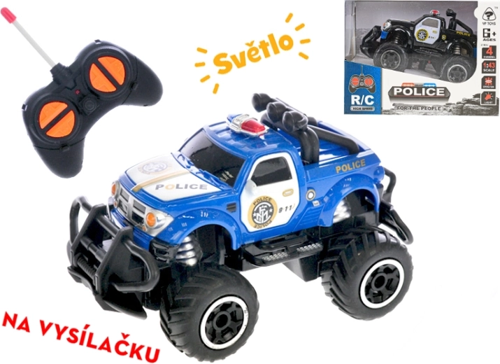 Mașină de teren RC de poliție 14 cm cu lumină, 27 MHz