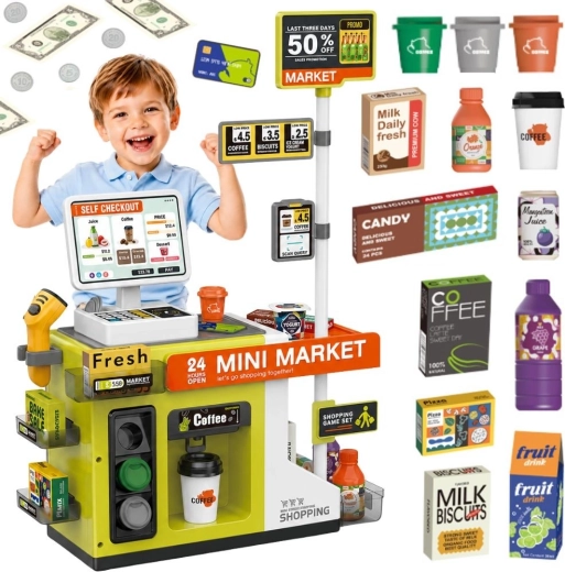Woopie casă de marcat self-service pentru copii Mini Market cu cafenea - 1 bucată