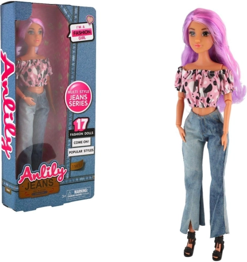 Păpușă fashion articulată Anlily în ținută din denim 30 cm