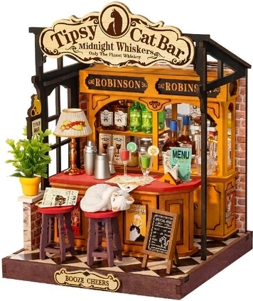 RoboTime Rolife DIY miniatură căsuței Tipsy Cat Bar